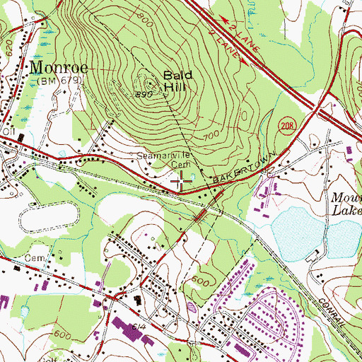 Topographic Map of Seamanville Cemetery, NY