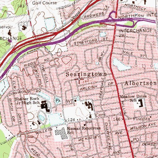 Topographic Map of Searingtown, NY