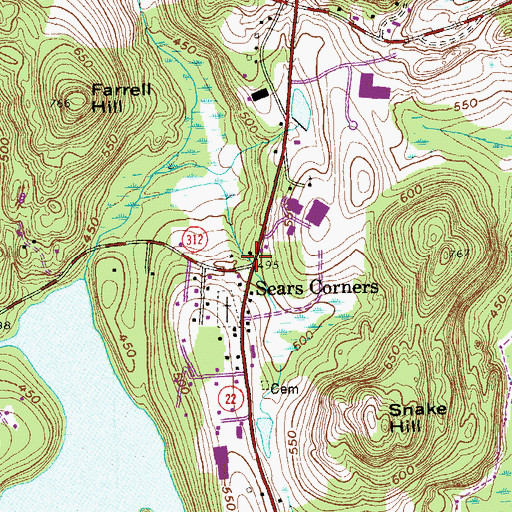 Topographic Map of Sears Corners, NY