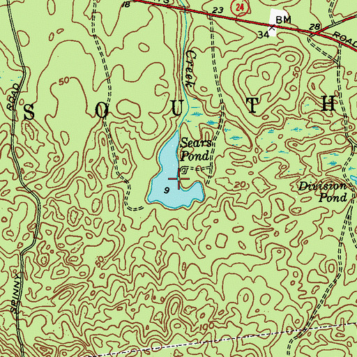 Topographic Map of Sears Pond, NY