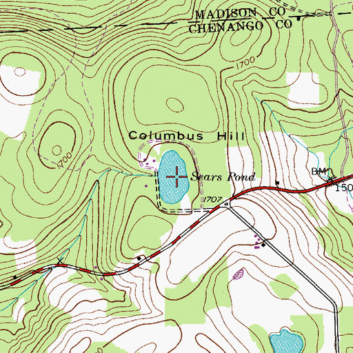 Topographic Map of Sears Pond, NY