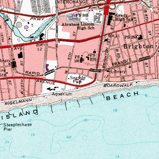 Topographic Map of Seaside Park, NY