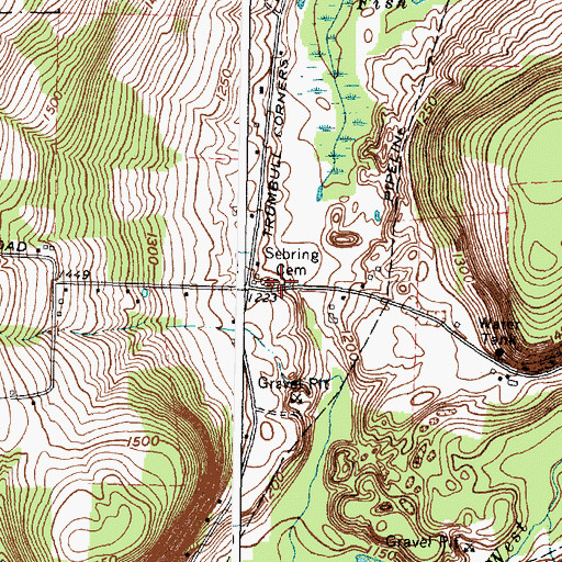Topographic Map of Sebring Cemetery, NY