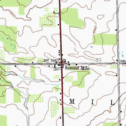 Topographic Map of Second Milo, NY