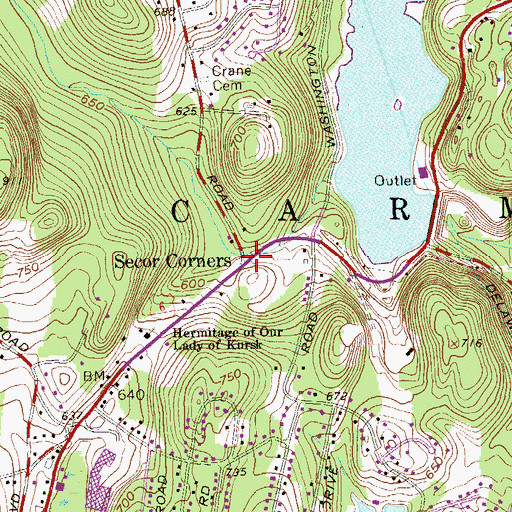 Topographic Map of Secor Corners, NY