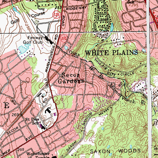 Topographic Map of Secor Gardens, NY
