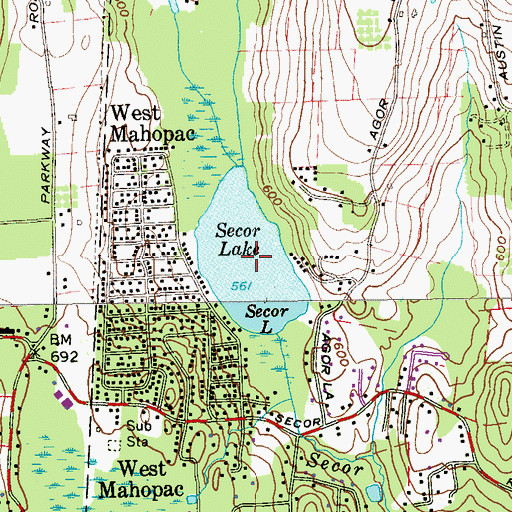 Topographic Map of Secor Lake, NY