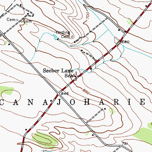 Topographic Map of Seeber Lane School, NY