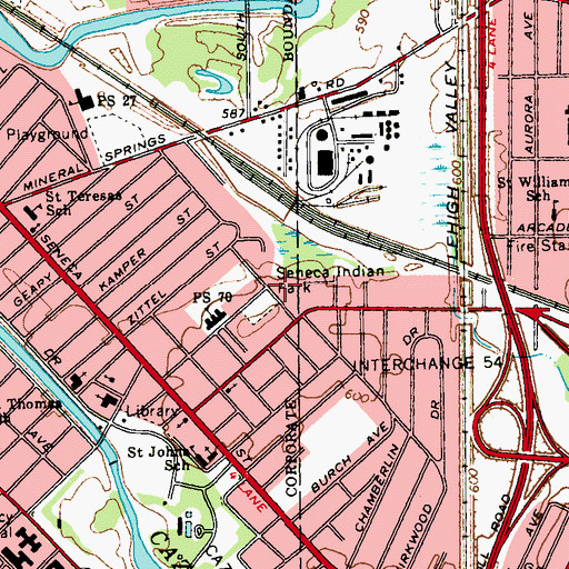 Topographic Map of Seneca Indian Park, NY