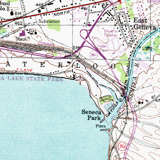 Topographic Map of Seneca Lake State Park, NY