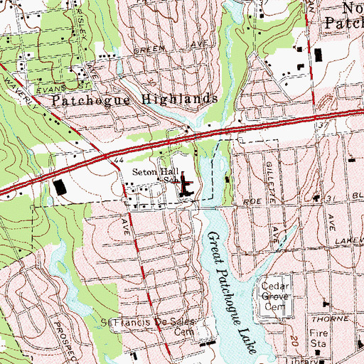 Topographic Map of Saint Joseph's College, New York Long Island Campus, NY