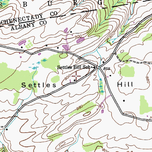 Topographic Map of Settles Hill, NY