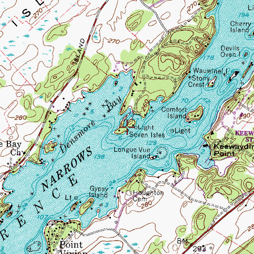 Topographic Map of Seven Isles, NY