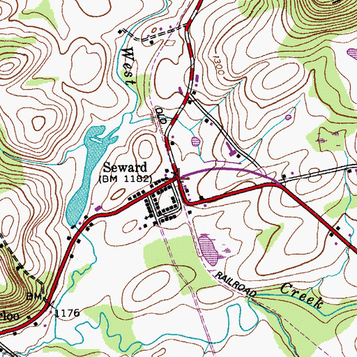 Topographic Map of Seward, NY