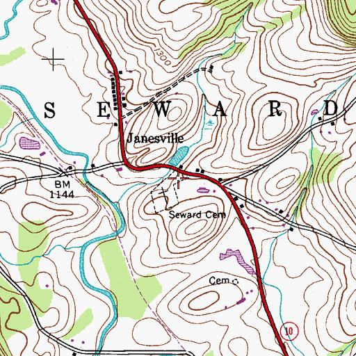 Topographic Map of Seward Cemetery, NY