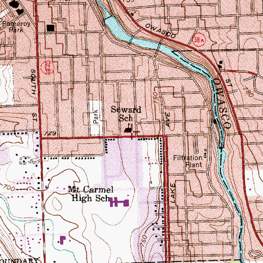 Topographic Map of Seward School, NY