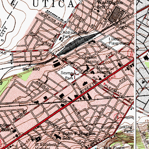 Topographic Map of Horatio Seymour Park, NY