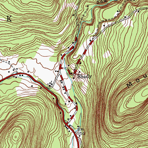 Topographic Map of Shady, NY