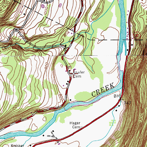 Topographic Map of Shafer Cemetery, NY