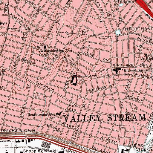Topographic Map of Shaw Avenue School, NY