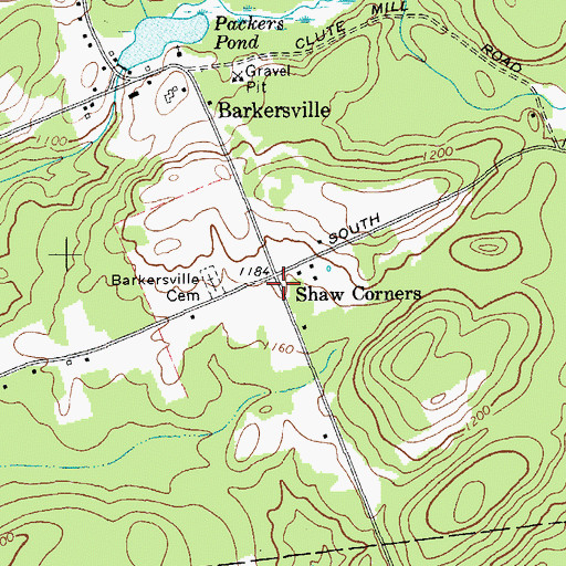 Topographic Map of Shaw Corners, NY