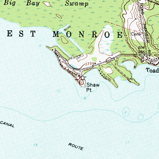 Topographic Map of Shaw Point, NY