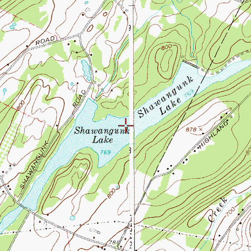 Topographic Map of Shawangunk Lake, NY