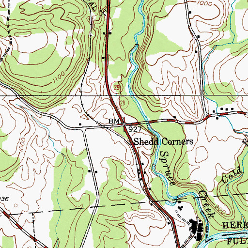 Topographic Map of Shedd Corners, NY