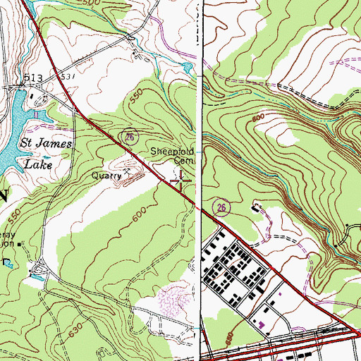 Topographic Map of Sheepfold Cemetery, NY