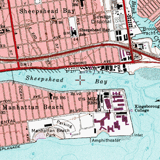Topographic Map of Sheepshead Bay, NY
