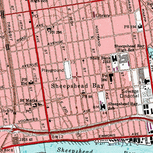 Topographic Map of Sheepshead Bay, NY