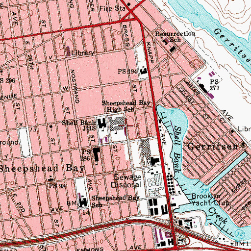 Topographic Map of Sheepshead Bay High School, NY