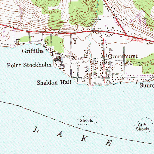 Topographic Map of Sheldon Hall, NY