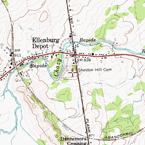Topographic Map of Sheldon Hill Cemetery, NY
