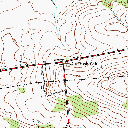 Topographic Map of Shells Bush School (historical), NY