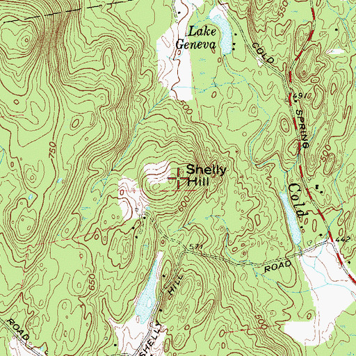 Topographic Map of Shelly Hill, NY