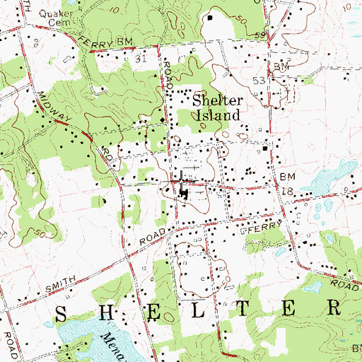 Topographic Map of Shelter Island, NY