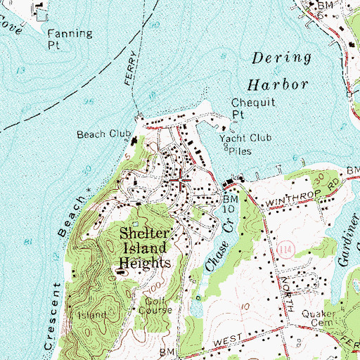 Topographic Map of Shelter Island Heights, NY