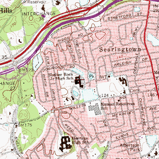 Topographic Map of Herricks Middle School, NY