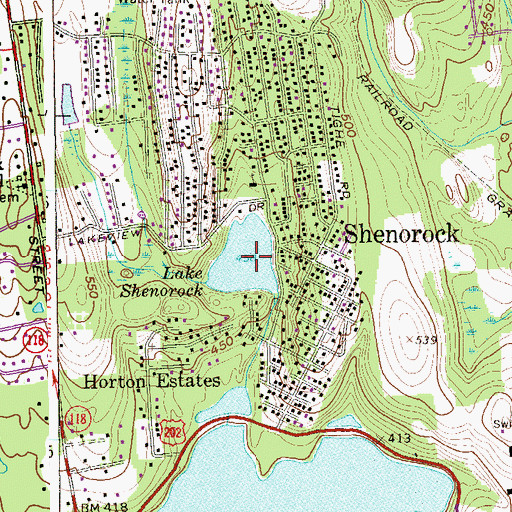 Topographic Map of Lake Shenorock, NY