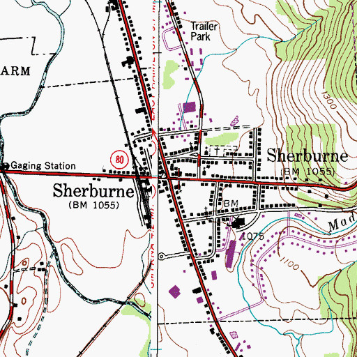 Topographic Map of Sherburne, NY