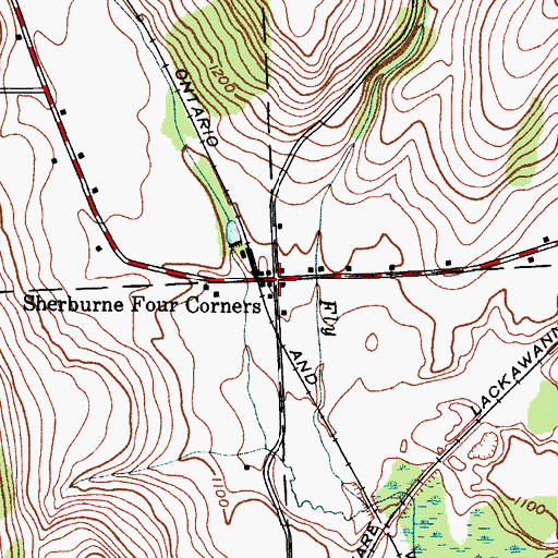 Topographic Map of Sherburne Four Corners, NY