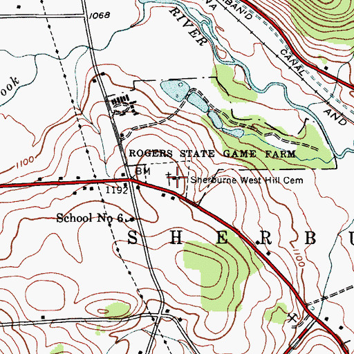 Topographic Map of Sherburne West Hill Cemetery, NY