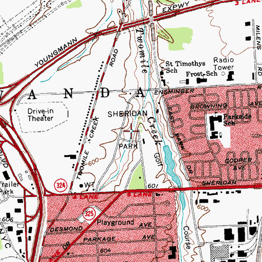 Topographic Map of Sheridan Park, NY