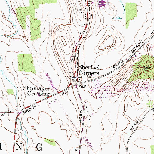 Topographic Map of Sherlock Corners, NY