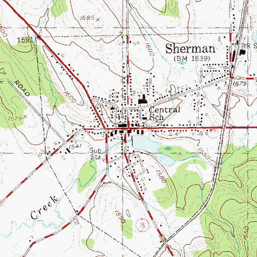 Topographic Map of Sherman, NY
