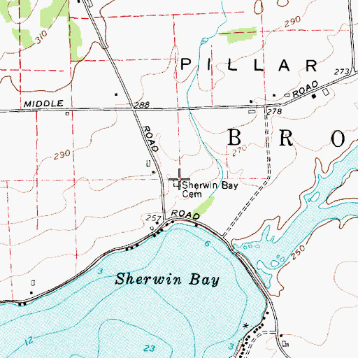 Topographic Map of Sherwin Bay Cemetery, NY