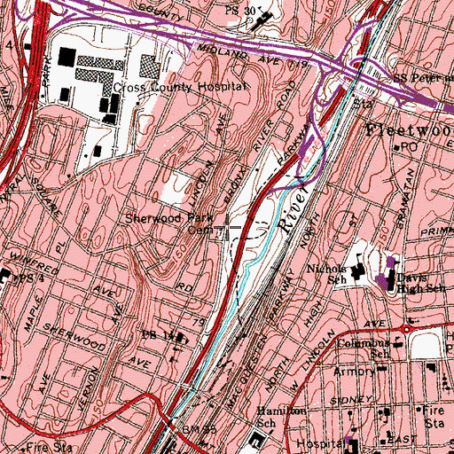 Topographic Map of Sherwood Park Cemetery, NY