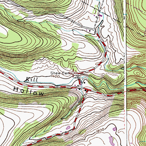 Topographic Map of Shew Cemetery, NY