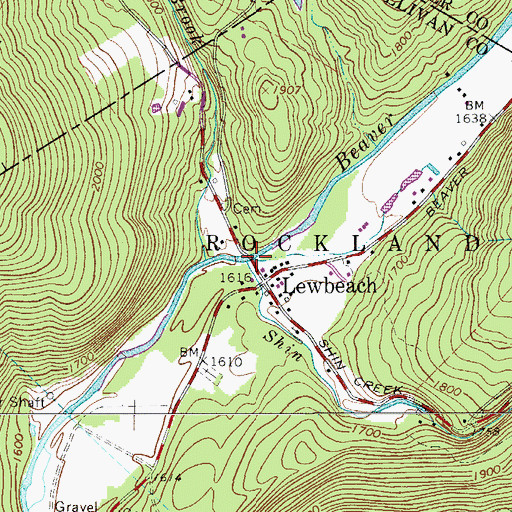 Topographic Map of Shin Creek, NY